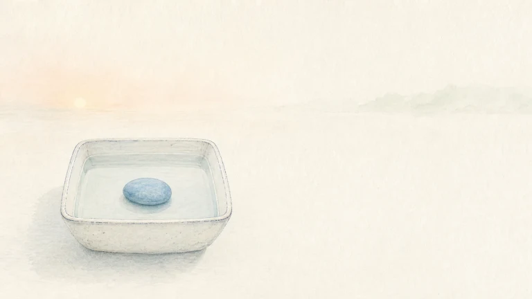 蓝色圆片浸在浅方形玻璃水皿中