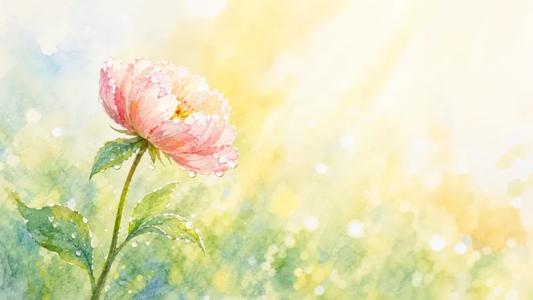 明亮水彩花野中一朵粉色波斯菊迎光盛开