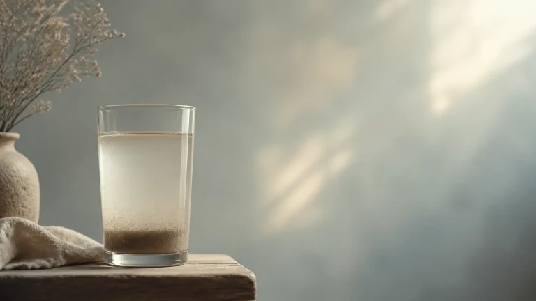 半杯清水底部沉着一层深色细沙
